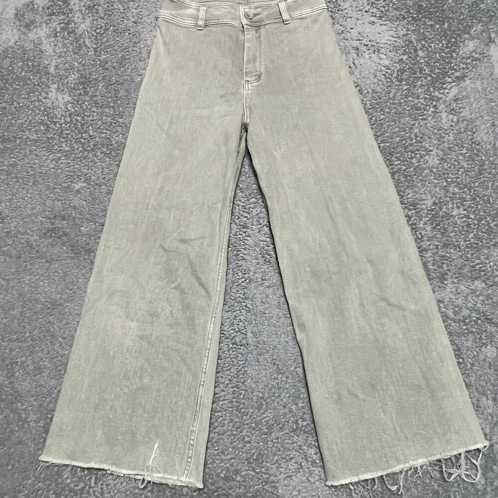 Miou Muse Jeans Womens Small (26x25.5) High Rise Mint Green Wide Leg Denim